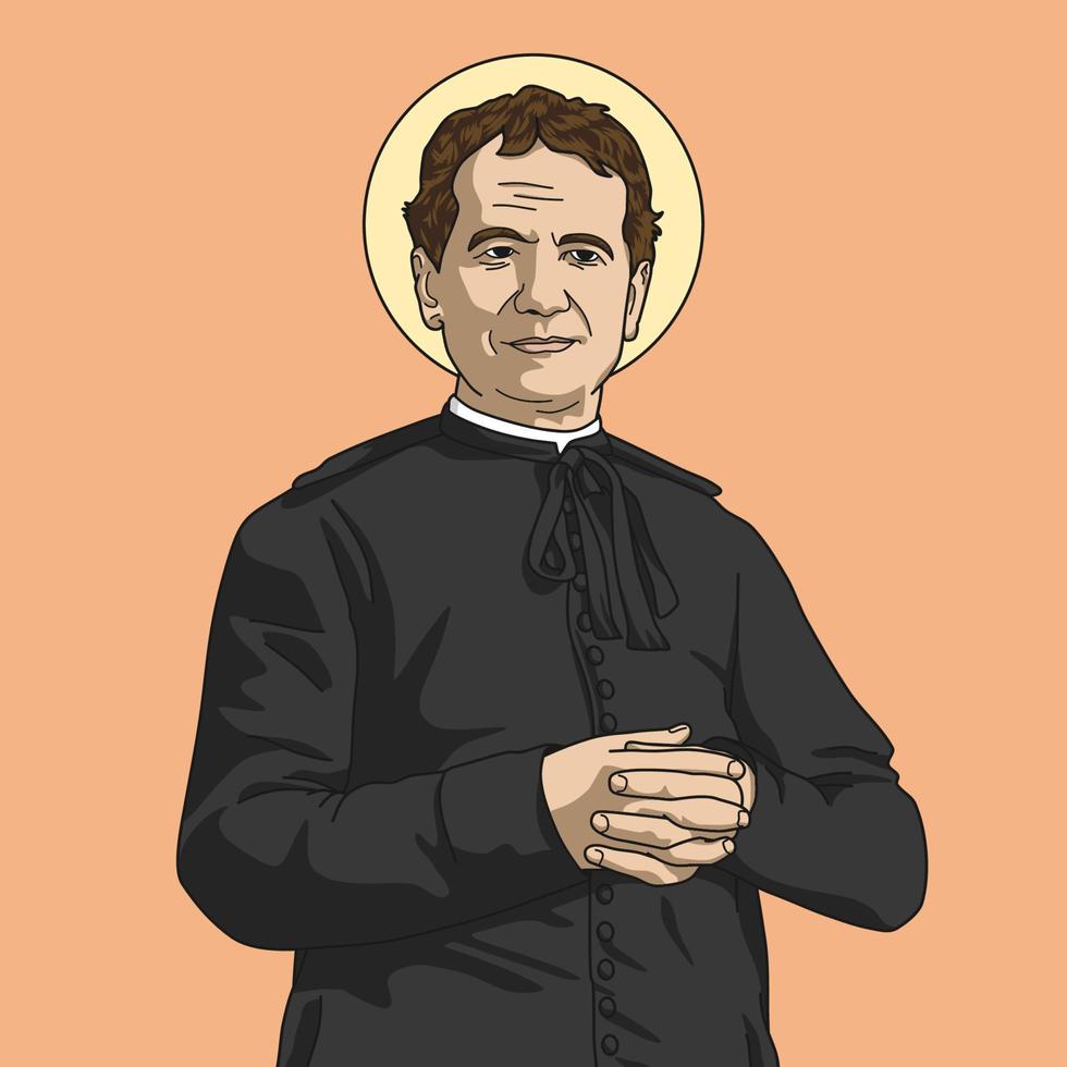 saint-john-don-bosco-colored-illustration-vector